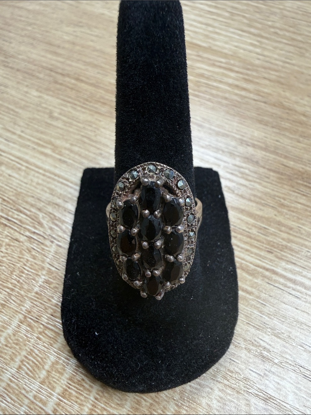 Vintage Black Marquise Cluster Ring - Women Jewelry